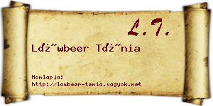 Löwbeer Ténia névjegykártya